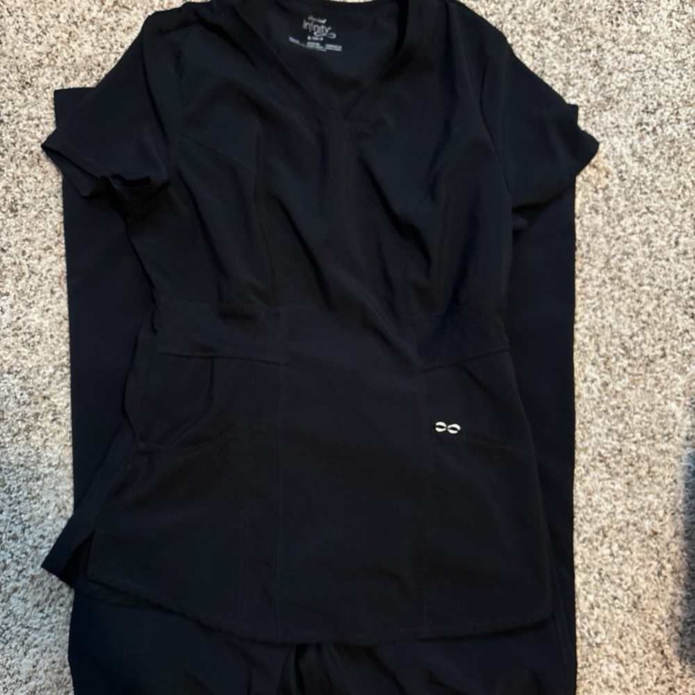 Black Scrub Top and Pants Set